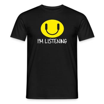 I'm Listening Music - Men's T-Shirt - black - Front - AI Model Male 178 light (178cm)