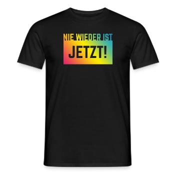 Never again is now! (Against the Right / Rainbow) - Men's T-Shirt - black - Front - AI Model Male 178 light (178cm)
