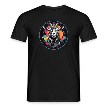 Buntes Ziegenportrait Ziegenbock - Männer T-Shirt - Schwarz - Vorne - AI Model Male 178 light (178cm)