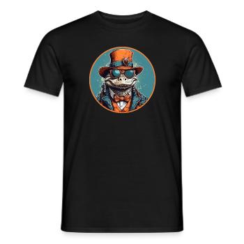 Alligator cool avec chapeau, lunettes de soleil et costume - T-shirt homme - noir - Devant - AI Model Male 178 light (178cm)