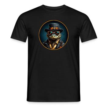 Alligator cool avec chapeau, lunettes de soleil et costume - T-shirt homme - noir - Devant - AI Model Male 178 light (178cm)