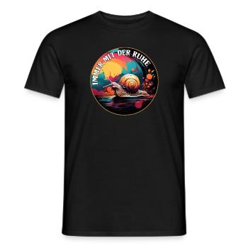 Snail in a colorful circle always with the calm - Men's T-Shirt - black - Front - AI Model Male 178 light (178cm)