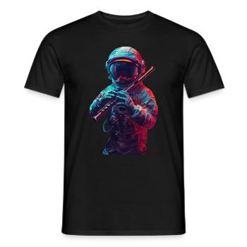 Flûte d’astronaute - T-shirt homme - noir - Devant - AI Model Male 178 light (178cm)