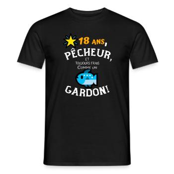 Pêcheur 18 ans, Toujours Frais comme un Gardon - T-shirt homme - noir - Devant - AI Model Male 178 light (178cm)