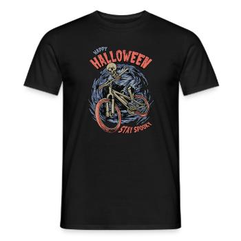 Le squelette d’Halloween fait du vélo - T-shirt homme - noir - Devant - AI Model Male 178 light (178cm)