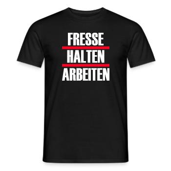 fresse halten arbeiten - Männer T-Shirt - Schwarz - Vorne - AI Model Male 178 light (178cm)