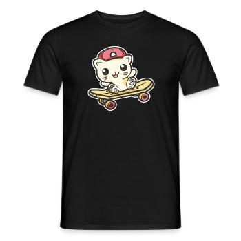 Skateboarder Cat - Men's T-Shirt - black - Front - AI Model Male 178 light (178cm)