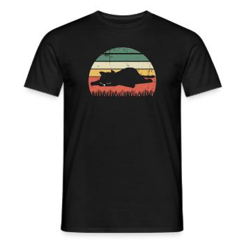Coucher de soleil rétro chat - T-shirt homme - noir - Devant - AI Model Male 178 light (178cm)