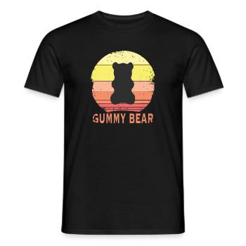 Coucher de soleil rétro ours gommeux - T-shirt homme - noir - Devant - AI Model Male 178 light (178cm)