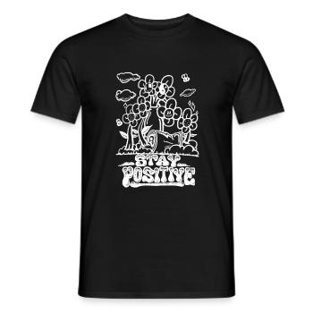Stay positive Blumen im Müll - Männer T-Shirt - Schwarz - Vorne - AI Model Male 178 light (178cm)