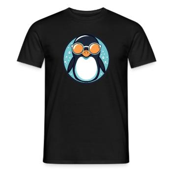 Penguin with sunglasses, Antarctic bird - Men's T-Shirt - black - Front - AI Model Male 178 light (178cm)