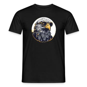 Aigle avec lunettes de soleil, faucon, oiseau - T-shirt homme - noir - Devant - AI Model Male 178 light (178cm)