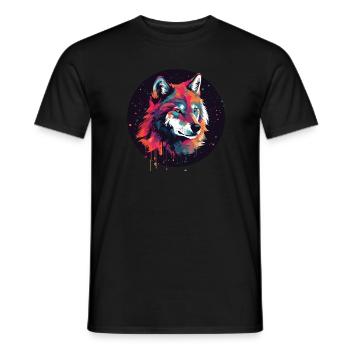 Wolf, Wild Dog, Grey Wolf, Canis lupus - Men's T-Shirt - black - Front - AI Model Male 178 light (178cm)