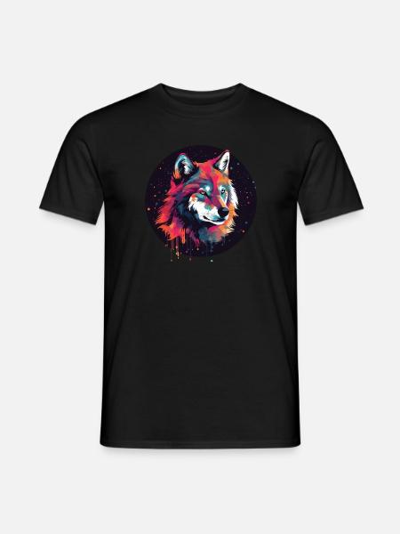 Wolf, Wildhund, Grauer Wolf, Canis lupus - Männer T-Shirt - Schwarz