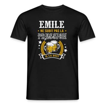 Emile bière Emile cadeau emile fêtes - T-shirt homme - noir - Devant - AI Model Male 178 light (178cm)