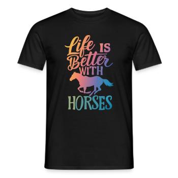 Pferd Pferde Reiten Pferdereiten Sprungreiten - Männer T-Shirt - Schwarz - Vorne - AI Model Male 178 light (178cm)