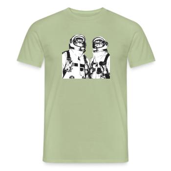 Space Cats - Men's T-Shirt - sage - Front - AI Model Male 178 light (178cm)