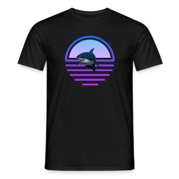 Poisson-requin Animaux de mer Prédateurs Vaporwave Requin - T-shirt homme - noir - Devant - AI Model Male 178 light (178cm)