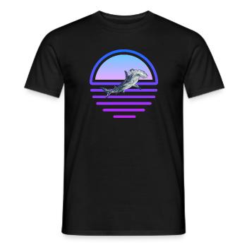 Hammerhead Shark Predator Vaporwave Shark - Men's T-Shirt - black - Front - AI Model Male 178 light (178cm)