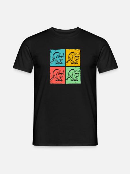 Waschbär Pop Art Tier - Männer T-Shirt - Schwarz