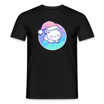 Christmas Party Cat Cosmos Astronaut - Männer T-Shirt - Schwarz - Vorne - AI Model Male 178 light (178cm)