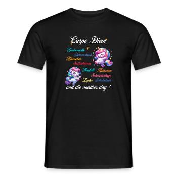 Carpe Diem Einhorn - Männer T-Shirt - Schwarz - Vorne - AI Model Male 178 light (178cm)