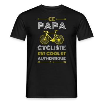 Ce papa cycliste est cool et authentique - T-shirt homme - noir - Devant - AI Model Male 178 light (178cm)