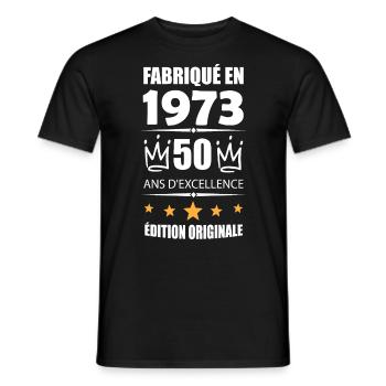 Vintage 1973 50Ans Anniversaire Cadeau Homme Femme - T-shirt homme - noir - Devant - AI Model Male 178 light (178cm)