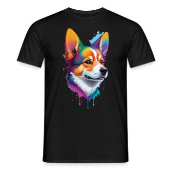 Dog Welsh Corgi Pembroke Dogs Design Pedigree Dog - Men's T-Shirt - black - Front - AI Model Male 178 light (178cm)