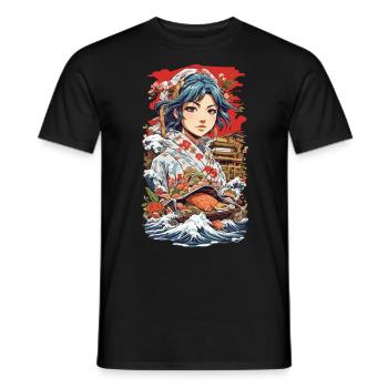Anime Sushi Aesthetics: Manga Master - T-shirt homme - noir - Devant - AI Model Male 178 light (178cm)