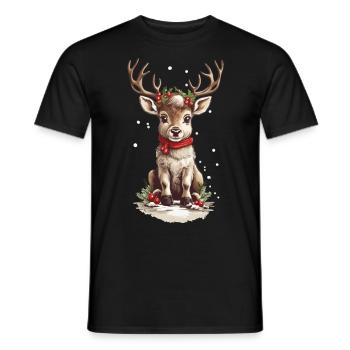 Nordic Reindeer Christmas Magic Design - Men's T-Shirt - black - Front - AI Model Male 178 light (178cm)
