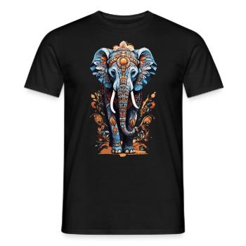 Spirituelles Elefant Mandala Indischer Boho Stil - Männer T-Shirt - Schwarz - Vorne - AI Model Male 178 light (178cm)