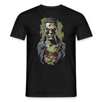 Zombie Night on Halloween Horror Illustration - Men's T-Shirt - black - Front - AI Model Male 178 light (178cm)