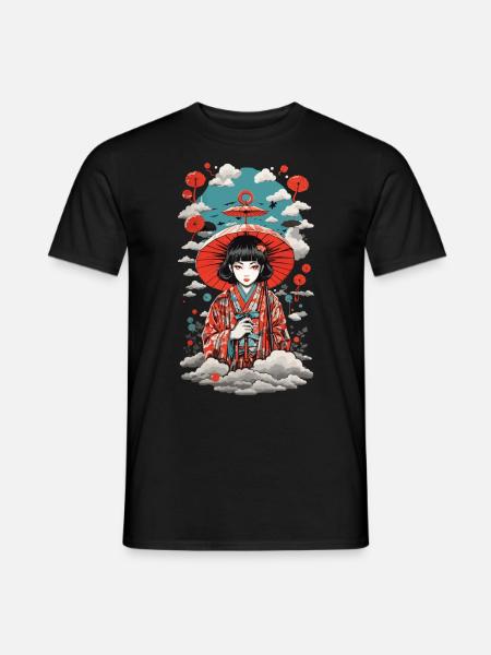 Japan Yokai Umbrella Vintage Dämon Art Style - Männer T-Shirt - Schwarz