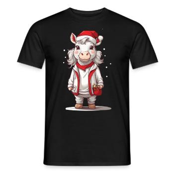 Poney festif hiver Design amoureux des chevaux - T-shirt homme - noir - Devant - AI Model Male 178 light (178cm)