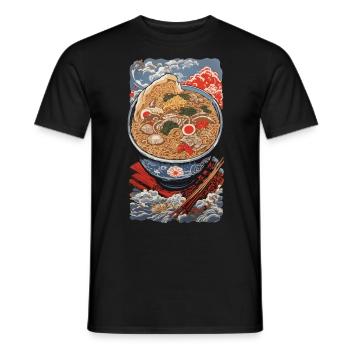 Vintage Ukiyo-E Ramen Nudeln Tokyo Kunst Design - Männer T-Shirt - Schwarz - Vorne - AI Model Male 178 light (178cm)