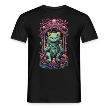 Occult Demons Cat Gothic Underworld Design - Men's T-Shirt - black - Front - AI Model Male 178 light (178cm)