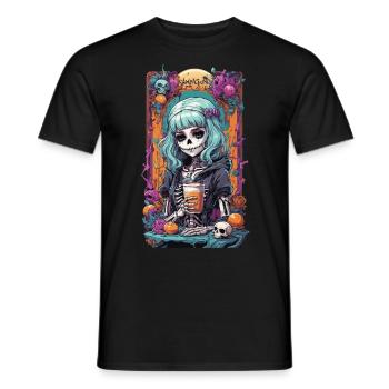 Gothic Girl Pumpkin Spice Latte Fall Design - Men's T-Shirt - black - Front - AI Model Male 178 light (178cm)