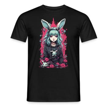 Kawaii Goth Anime Bunny Dunkle Magie Aesthetic - Männer T-Shirt - Schwarz - Vorne - AI Model Male 178 light (178cm)