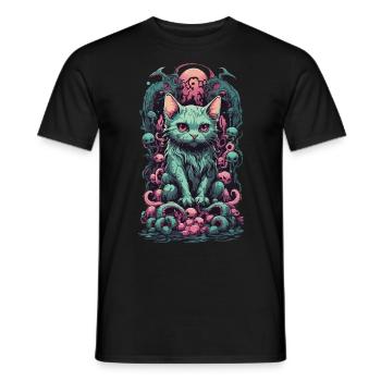 Katzen Dämon Tentakel Unterwelt Gothic Kunst - Männer T-Shirt - Schwarz - Vorne - AI Model Male 178 light (178cm)