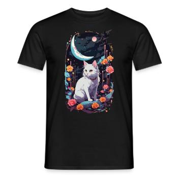 Mystical Night Cats Pastel Gothic Design - Men's T-Shirt - black - Front - AI Model Male 178 light (178cm)
