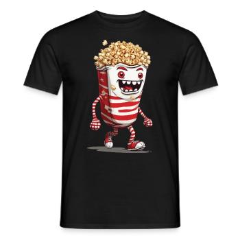 Lustiges Halloween Popcorn Monster Design - Männer T-Shirt - Schwarz - Vorne - AI Model Male 178 light (178cm)