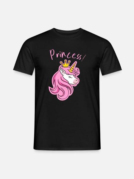 Majestätischer Einhorn-Kronen-Print - Männer T-Shirt - Schwarz