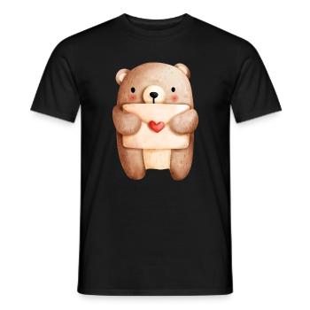 Bear in Love with Love Letter – Love Design - Men's T-Shirt - black - Front - AI Model Male 178 light (178cm)