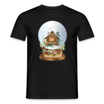 beautiful nostalgic snow globe with log cabin - Men's T-Shirt - black - Front - AI Model Male 178 light (178cm)
