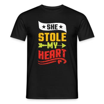 She Stole My Heart - Men's T-Shirt - black - Front - AI Model Male 178 light (178cm)