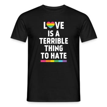 Liebe ist eine schreckliche Sache, die man hassen kann - Männer T-Shirt - Schwarz - Vorne - AI Model Male 178 light (178cm)