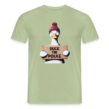 Baissez la police dans le style art urbain - T-shirt homme - vert sauge - Devant - AI Model Male 178 light (178cm)