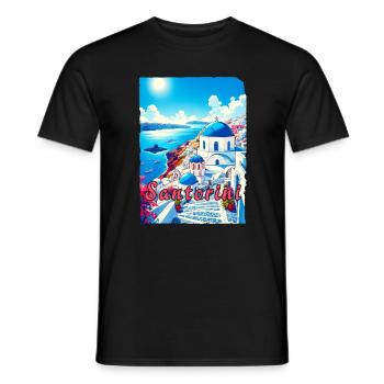 Grèce, souvenirs, vacances, Santorin - T-shirt homme - noir - Devant - AI Model Male 178 light (178cm)