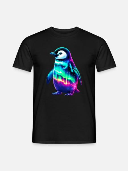 Aurora Borealis Penguin - Men's T-Shirt - black